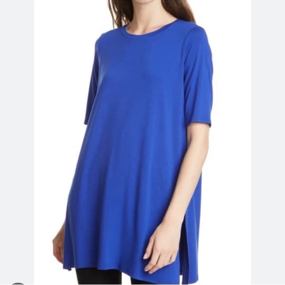 EILEEN FISHER Tencel Lyocell Royal Blue tunic top women’s size XXS oversized